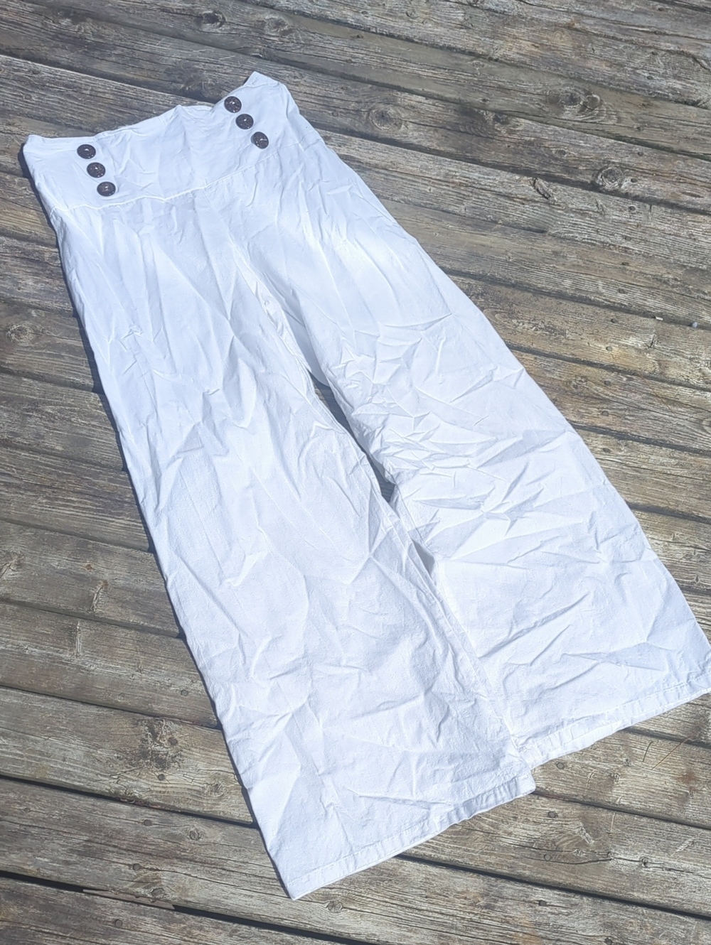 White Wide-Leg Sailor's Pants